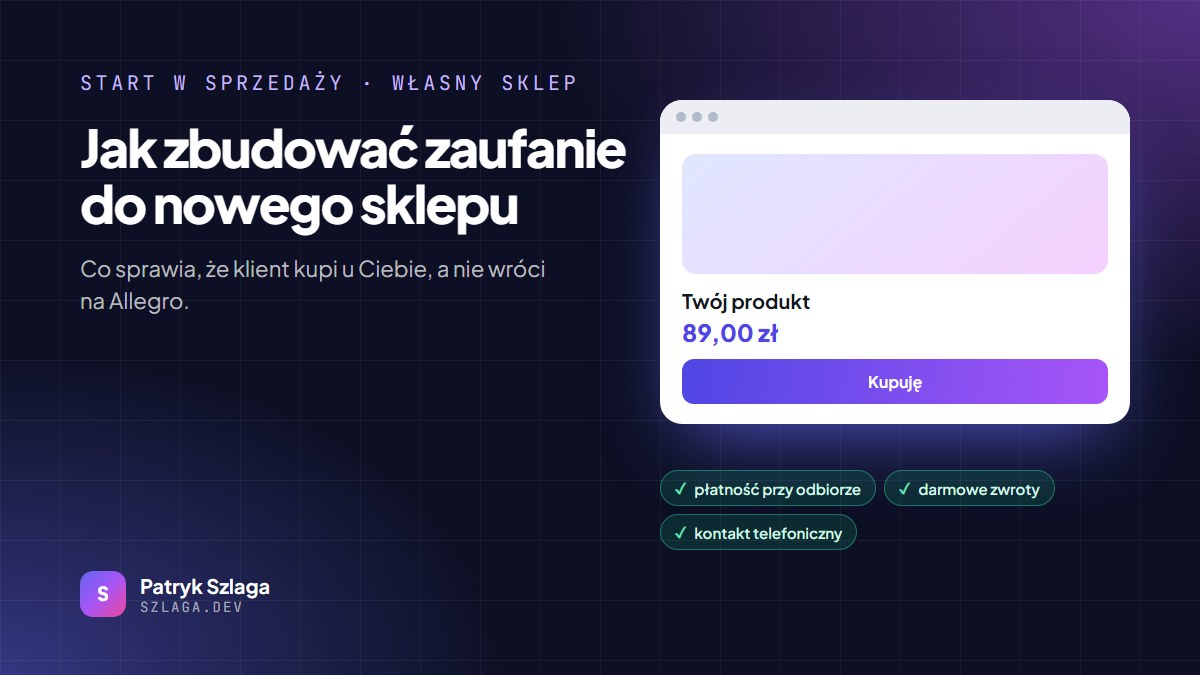 Karta produktu w nowym sklepie internetowym z oznaczeniami płatność przy odbiorze, darmowe zwroty i kontakt telefoniczny
